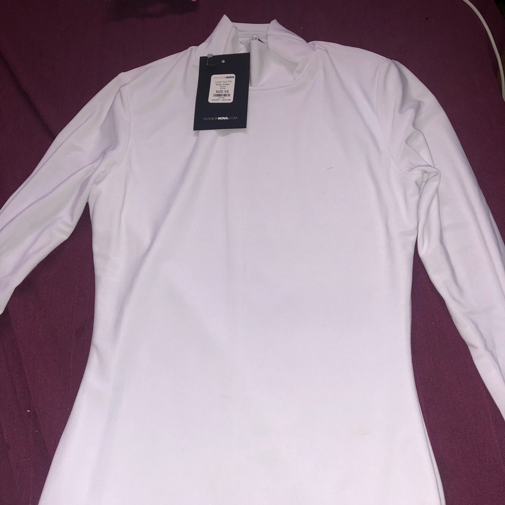 White turtle neck dress